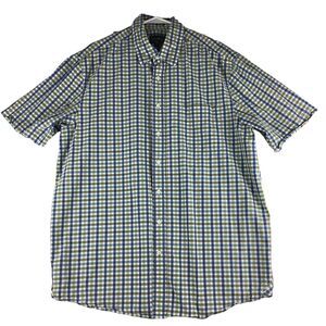 Eddie Bauer Shirt Men's XLT Green Blue Check Short Sleeve Button Up